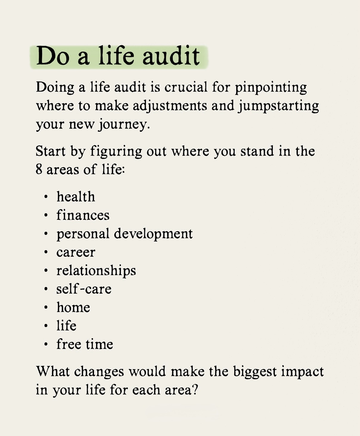 Do a Life Audit